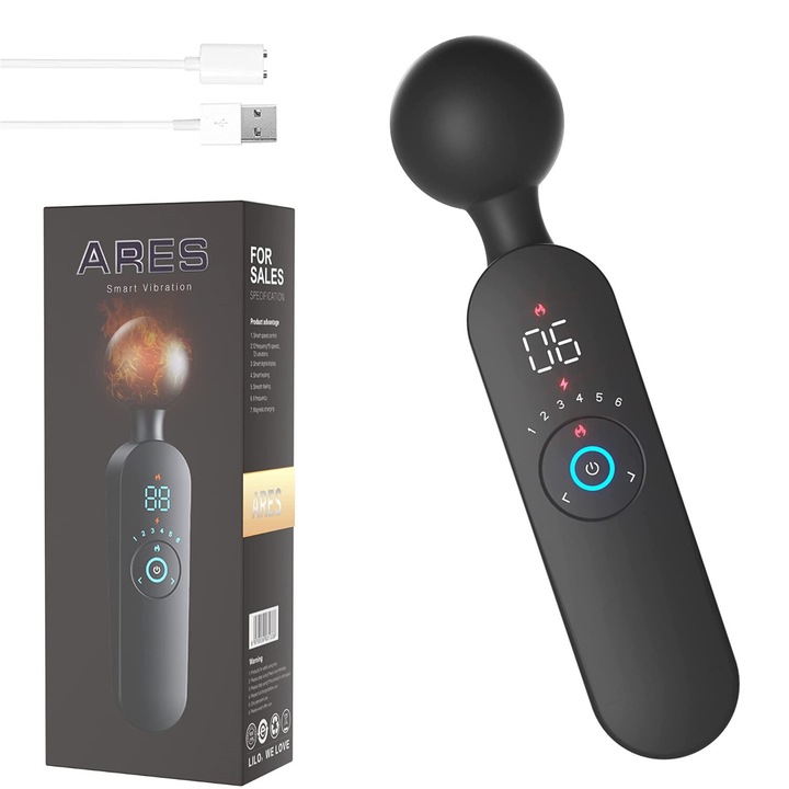 Night Fantasy Vibrátor, Ares modell, 12 funkciós, fűtés, 22x5cm