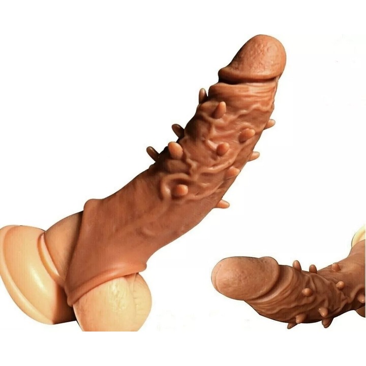 Inel penis Night Fantasy, silicon, 17x4cm, realist, cu stimulare