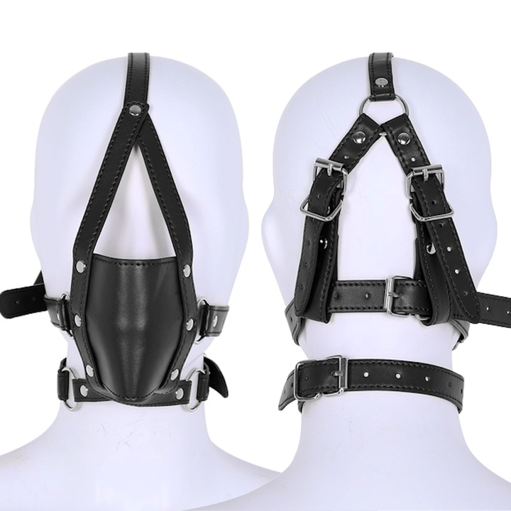 Masca din piele reglabil, Night Fantasy, ecologica, 4cm, seturi si accesorii BDSM