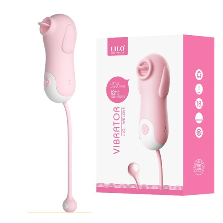 Masajer silicon Lilo, 10 moduri de vibratie si supt, waterproof, 3.7x9.4x11cm