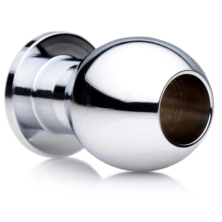 Alumínium anál dugó, Night Fantasy, L, 7,5x5 cm, folyadékok számára nyílással