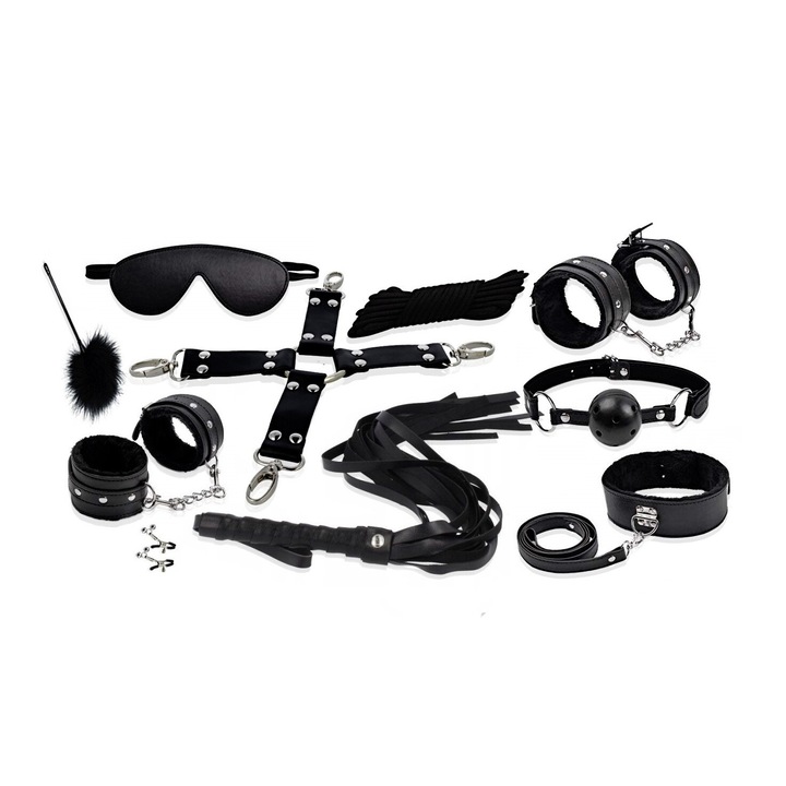Комплект BDSM Night Fantasy, 10 елемента, черен