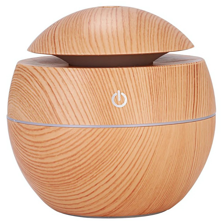 Difuzor Aromaterapie SDEPOT®, umidificator, 7 culori led, USB, 130 ml, rotund, bej