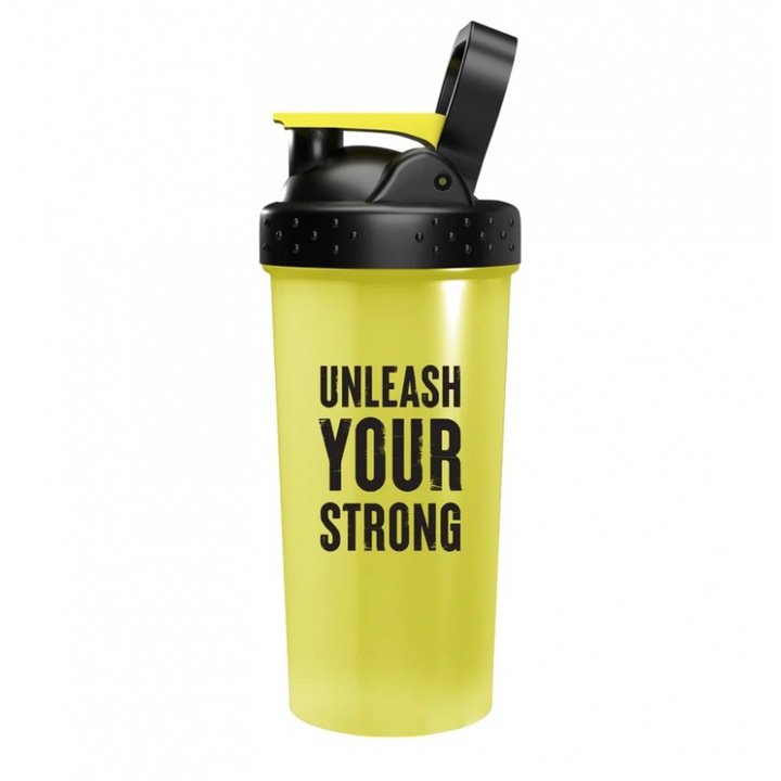 Shaker 'Unleash Your Strong', Universal Nutrition, Plastic, 700 ml, Galben/Negru
