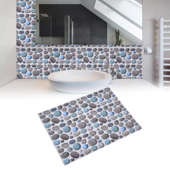 18 darab vintage stílusú, könnyen használható, öntapadós PVC csempe, élénk, fényes színek