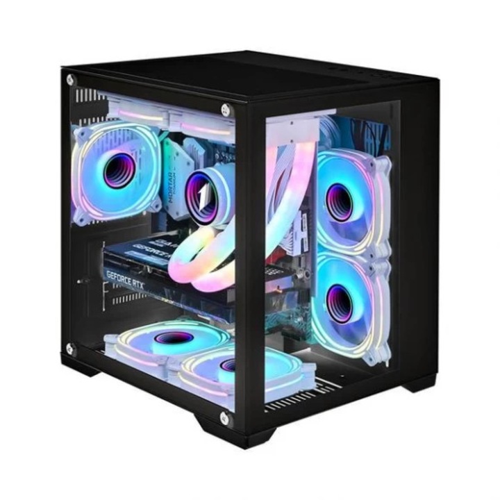 1stPlayer® Gaming PC система с Intel® Core™ i7 12700, 32GB DDR4, SSD 512GB M.2, 1 TB HDD, видеокарта GeForce® RTX™ 3060 12 gb GDDR6, течно охлаждане, aRGB, закалено стъкло, MV5B556W, без ОС