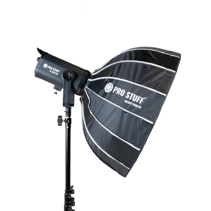Softbox Beauty Dish, PRO STUFF, montare Bowens, design fagure, diametru, 65cm, negru