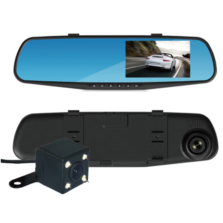 Камера с DVR камкордер за автомобил ATT® тип огледало за обратно виждане с предна-задна камера