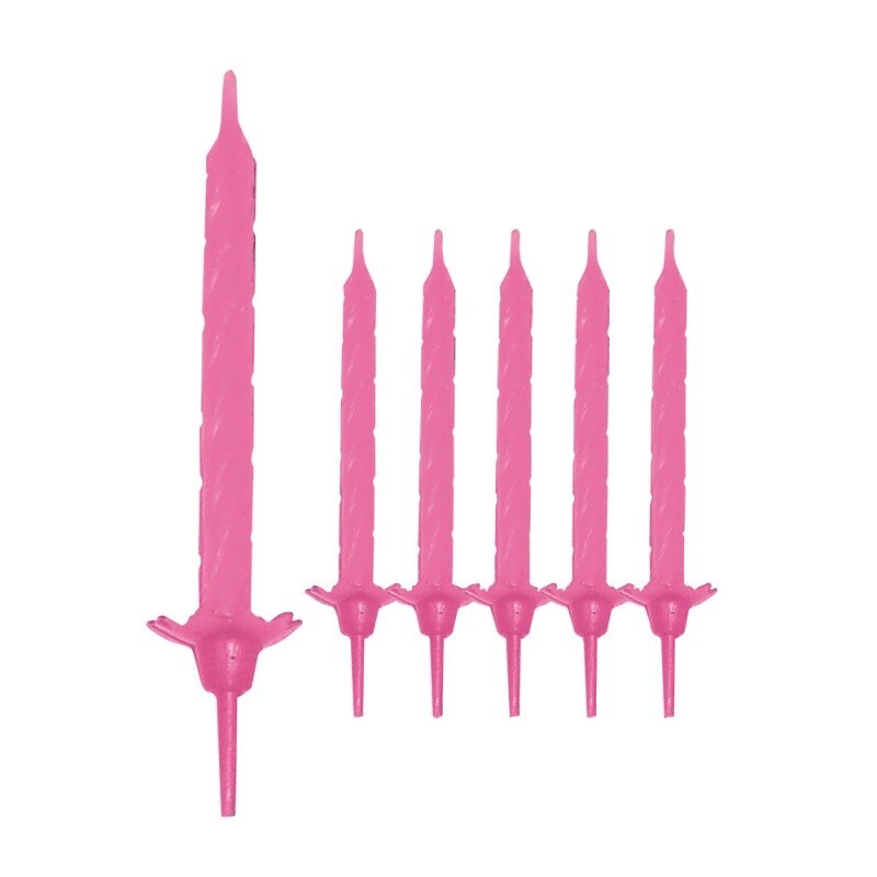 Lumanari aniversare pentru tort spiralate roz, Radar 51146, Set 24 buc
