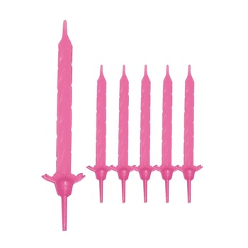 Lumanari aniversare pentru tort spiralate roz, Radar 51146, Set 24 buc Lumanari aniversare pentru tort spiralate roz, Radar 51146, Set 24 buc