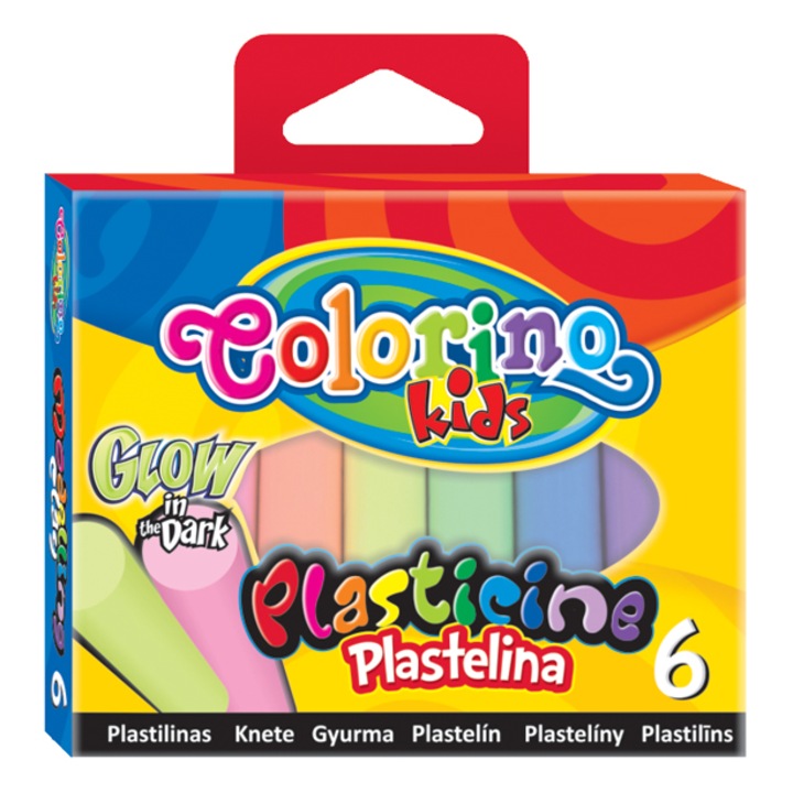 Комплект пластилин Colorino, Светещ, 6 цвята