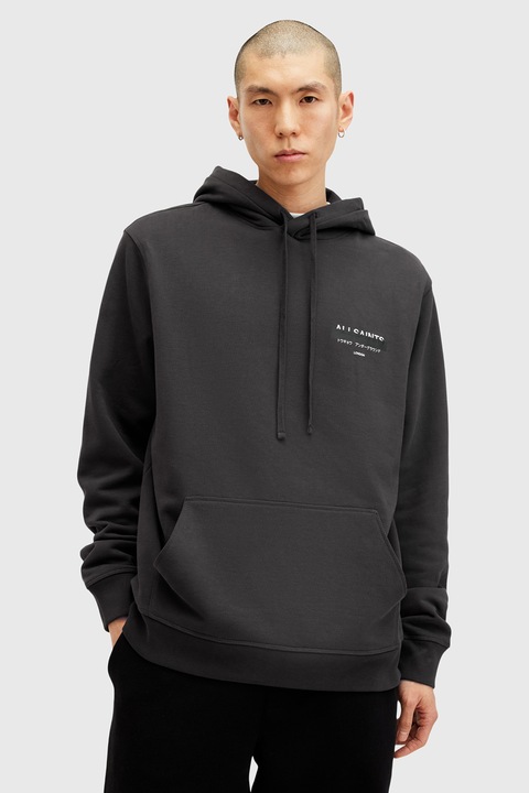 AllSaints, Hanorac relaxed fit de bumbac Redact, Negru stins