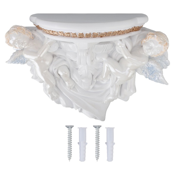 Dekoratív gyanta tutaj, Jormftte, angyal design, tiszta fehér, méretek 1805g