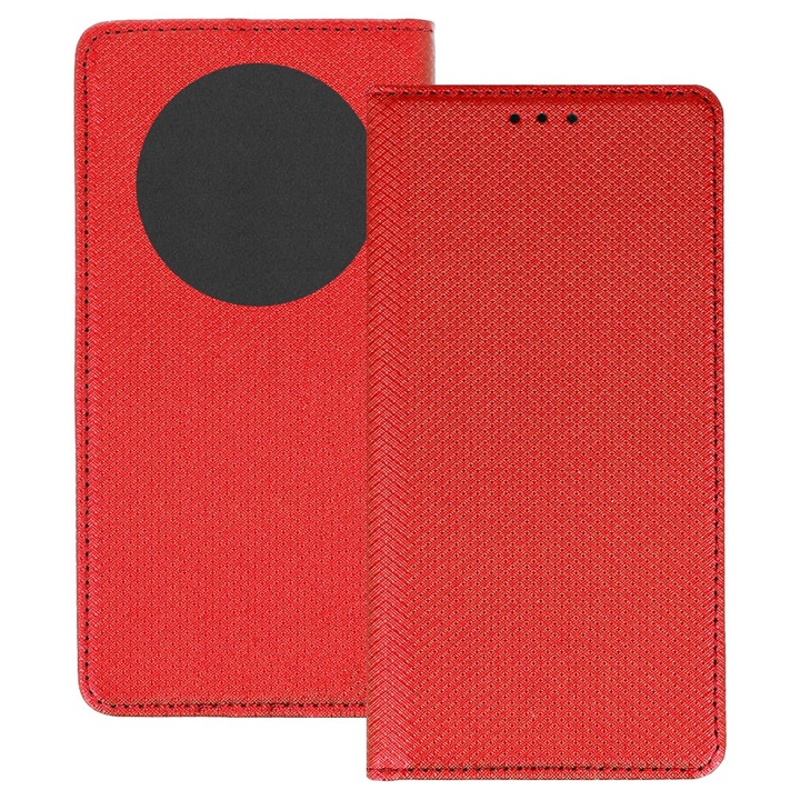 Husa pentru Oppo Reno 12F / 12FS, PU Casual Book, Buzunar card, Inchidere magnetica, Functie stand / suport, Decupaj difuzor apeluri, Acoperire completa 360 de grade, Protectie fata-spate, Tip carte, Rosu