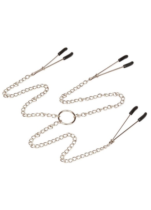 BDSM szett, Night Fantasy, lánc és mellbimbó bilincseket