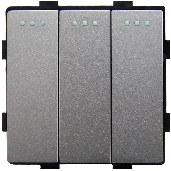 Klasszikus hármas kapcsoló modul, szürke, 110-250V, 10A, IP20, keretekhez