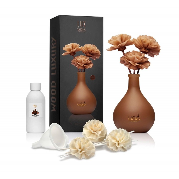 Odorizant Camera USO, Wood Luxury 150 ml, Vaza din sticla