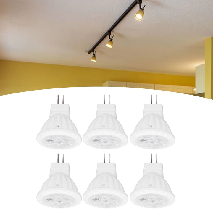 Jormftte LED izzók, 6 darabos szett, 4W, 360LM, GU4 kerámia foglalat, átmérő 3,5cm, magasság 4cm, meleg fény 3000K
