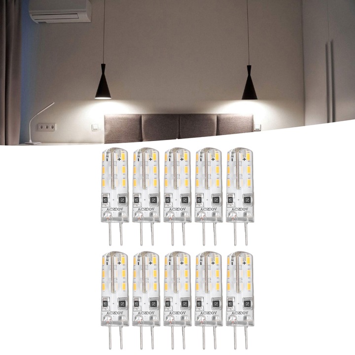 LED izzók G4, Jormftte, 1,5 W, 110 LM, meleg fehér 3000 K, 10 darabos készlet