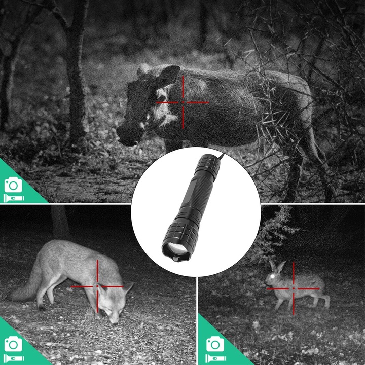Mini hordozható 850 nm-es infravörös LED-es zseblámpa zoommal éjjellátó vadászathoz