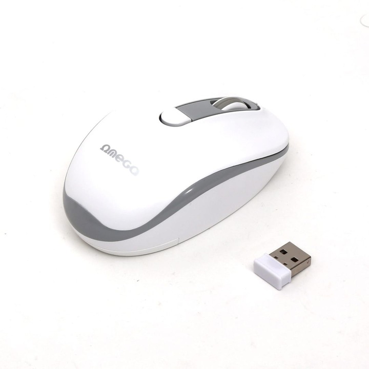 Mouse wireless Platinet Omega OM220, 1600DPI, alb/gri