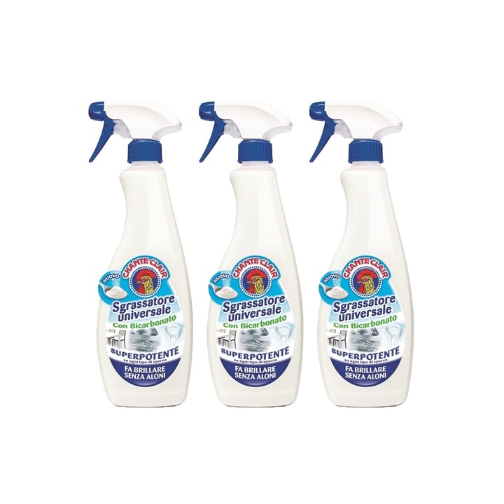 3 db Chante Clair zsírtalanító univerzális spray 600ml Bikarbonát készlet, gyors és hatékony, bőrgyógyászatilag tesztelt, hosszan tartó frissesség, eltünteti a kellemetlen szagokat, mélytisztítás, kellemes illatú, könnyen felvihető