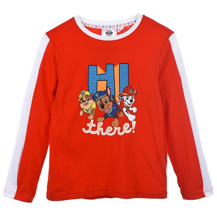 Licenccel ellátott hosszú ujjú blúz fiúnak piros színben - Paw Patrol méret 116 cm