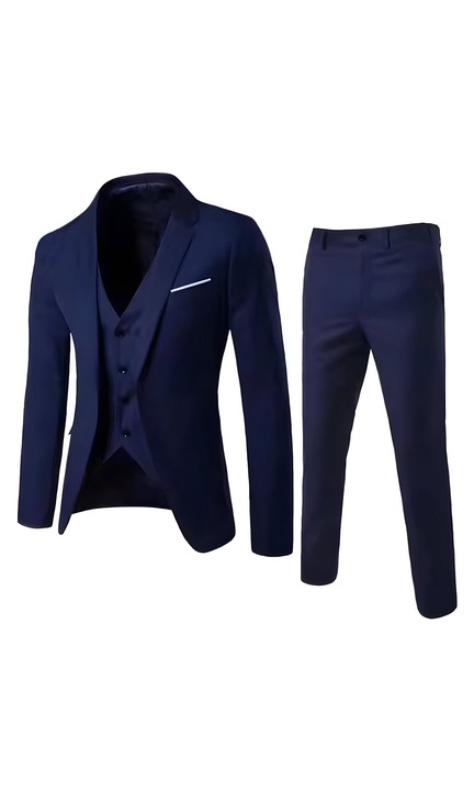 Costum barbati Mbrands bleumarin cu 3 piese, inchidere 1 nasture 3XL