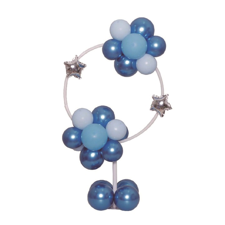 Accesoriu party albastru, argintiu, TZ5312, suport baloane, inel, 80×50 cm