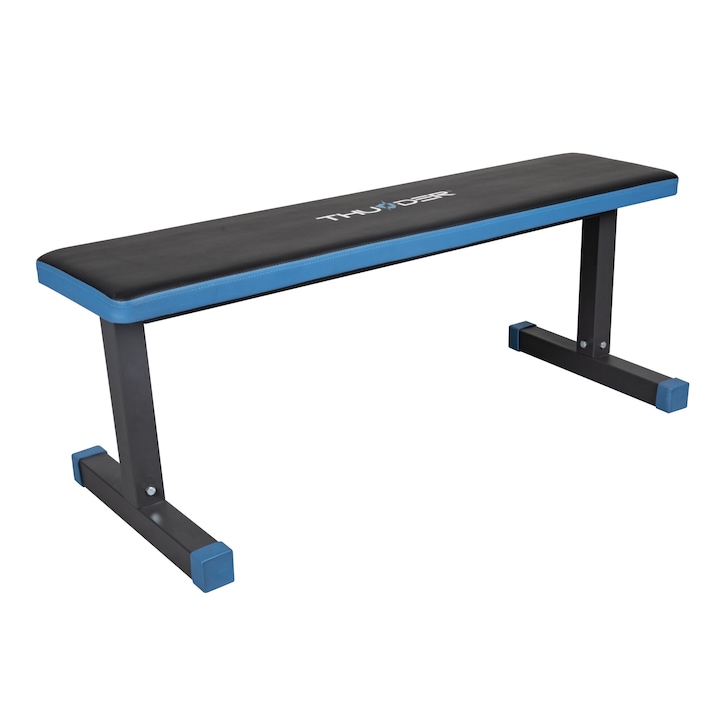 Banca de exercitii Thunder Freely, antrenamentul burta, maxima suportata 150 kg, Negru/Albastru