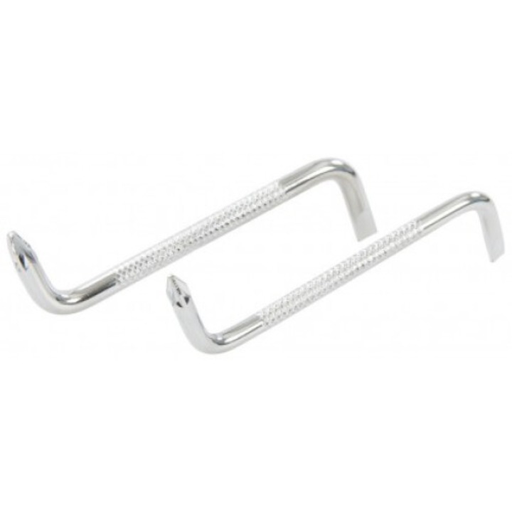 Комплект от 2 отвертки, Silverline, огънат дизайн, стомана, 5 mm x PZ1, 6 mm x PZ2, 85 mm, сребро