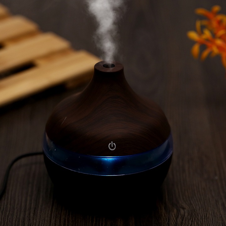 Párásító 300ml Jormftte, fa design, színes LED, kompakt, irodába és otthonra