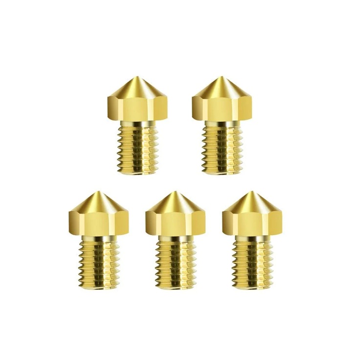 Комплект от 5 дюзи за 3D принтер Guider2S Flashforge, месинг, златисти, 0,8 mm
