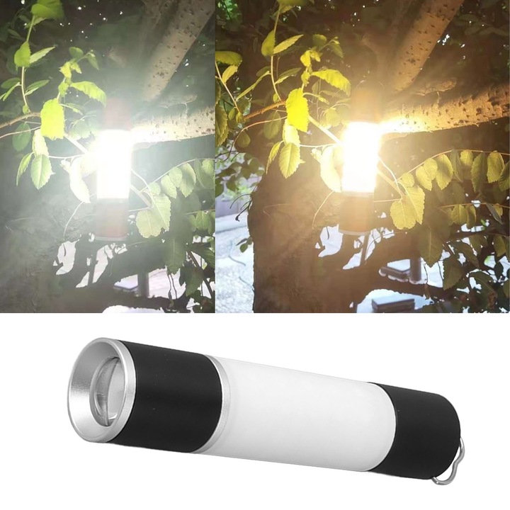 Jormftte lámpa, LED, 6 mód, hideg és meleg fény, 37x124mm, USB-ről tölthető