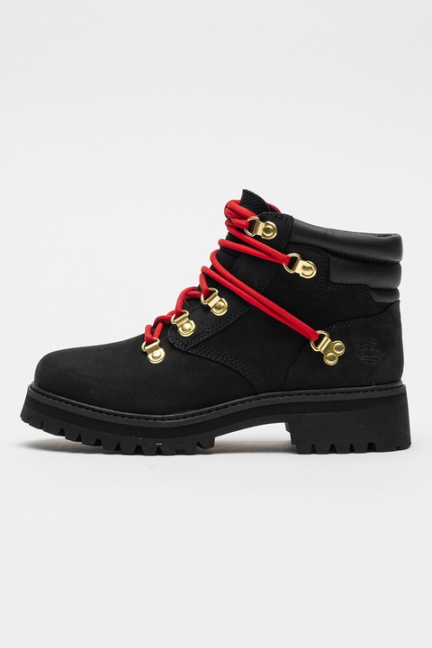 Timberland, Велурени боти LTD Heritage с контрастни връзки, Червен/Черен