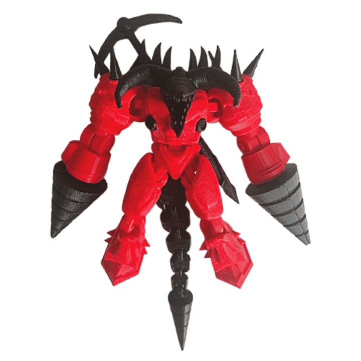 Figurina tip fidget robot Upgraded Titan Drillman, Skibidi Toilet, cu accesorii atasate, Rosu, Negru, plastic, 175x95x 55 mm