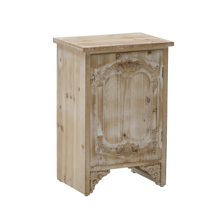 Cutie depozitare INART, lemn natural/alb, 2 compartimente, 44x32x65cm