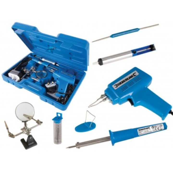 Set de unelte de lipit Silverline 100W/30W, 9 elemente, multicolor, 1.988kg