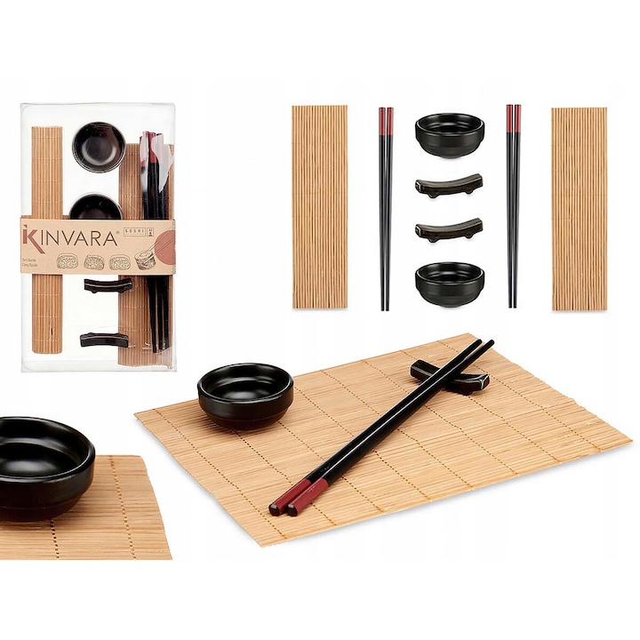 Set complet de preparat si servit sushi, pentru doua persoane, set de 8 elemente, Arte Regal