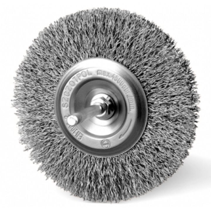 Perie disc 100 mm, Szczotpol, din fir de otel, 6 mm, 4500 rpm