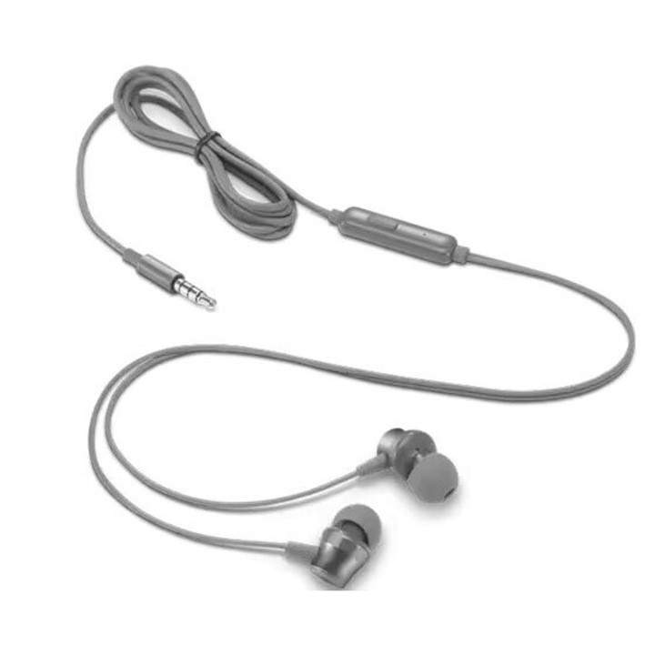 Casti cu fir Lenovo 110, microfon, 3.5mm, 1.2m, gri