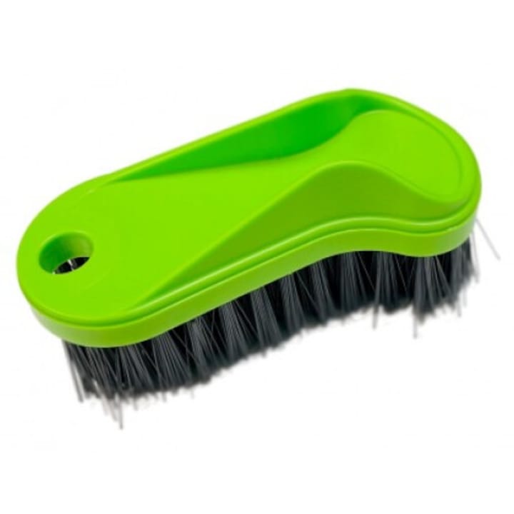 Perie de curatare pentru covoare TOM-PAR, 140mm, fire sintetice, ergonomica, verde