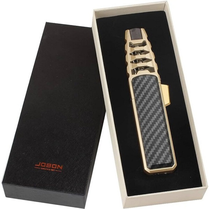 Arzator camping, Jobon Alpen, reglabil pana la 1300°C, set lux, auriu cu antracit, reincarcabil