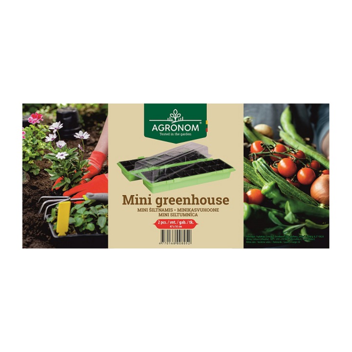 Minisera pentru rasaduri, Agronom, PVC, 47x16 cm, Green, 36 alveole, 2 buc