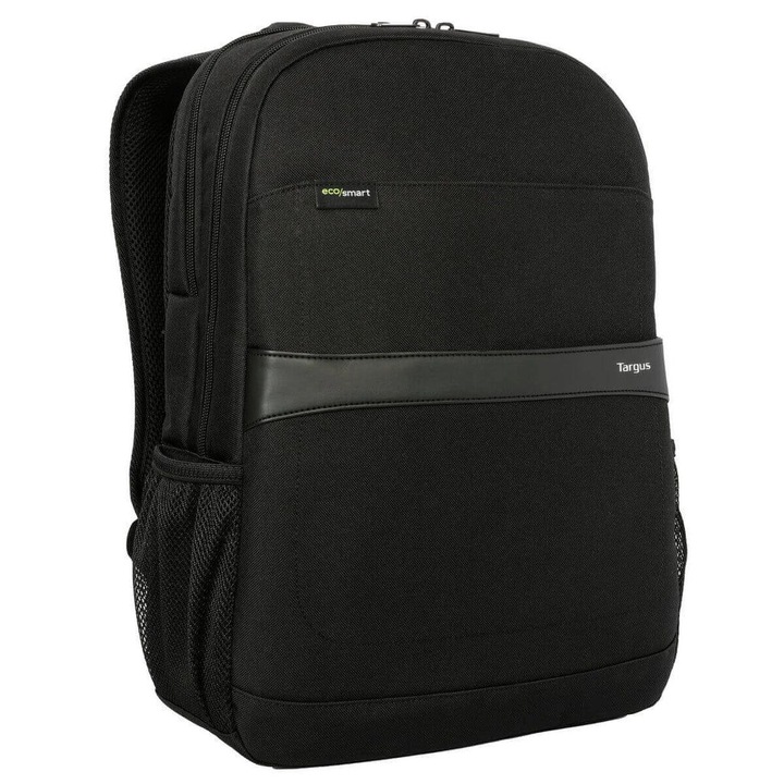 Rucsac pentru laptop, Targus, TSB962GL, negru, capacitate pentru laptopuri de pana la 40, 6 cm, material reciclabil, doua compartimente principale, design unisex