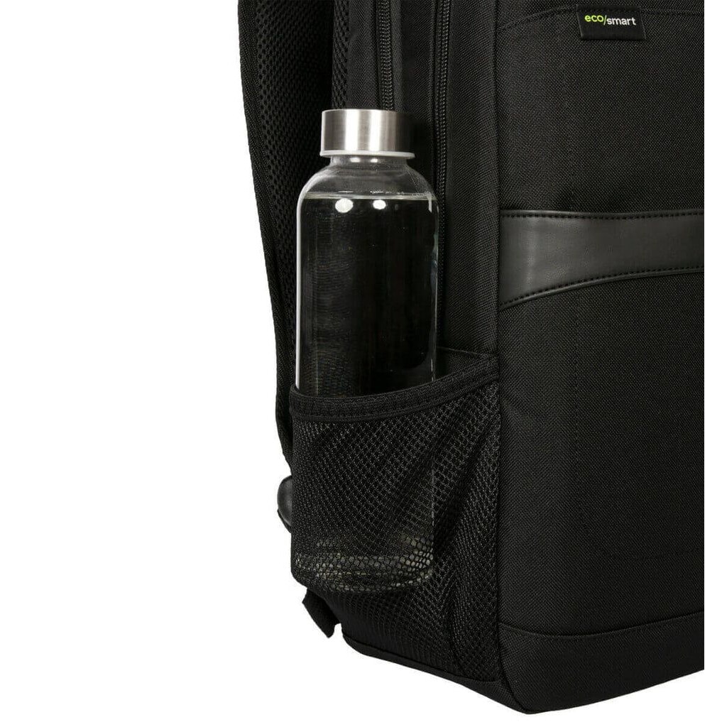 Rucsac pentru laptop, Targus, TSB962GL, negru, capacitate pentru laptopuri de pana la 40, 6 cm, material reciclabil, doua compartimente principale, design unisex
