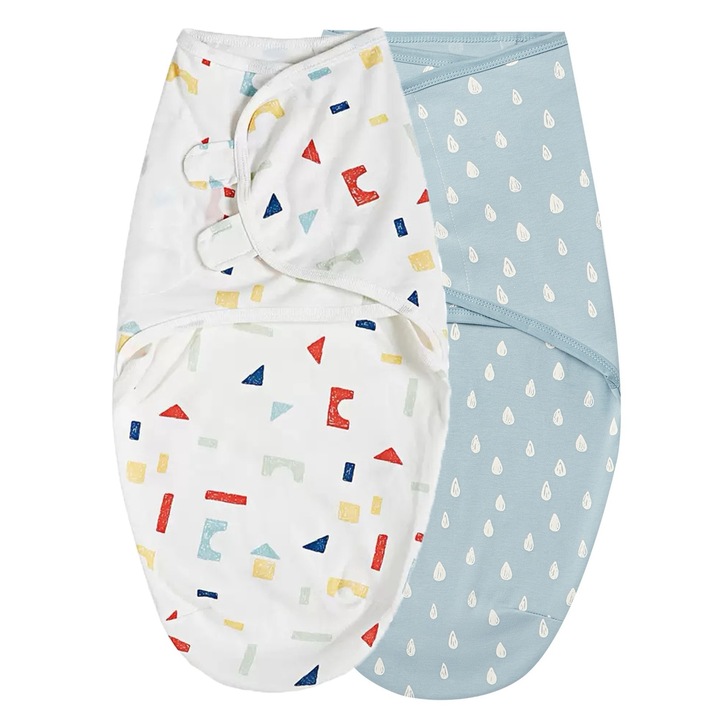 2 db Állítható pólya rendszer készlet 0-3 hónap Giftry, 100% pamut, fehér / tarka