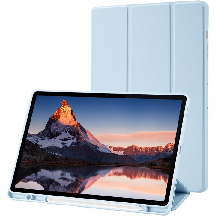 Калъф, Съвместим с Samsung Galaxy Tab S9 Plus / S9 FE Plus 12.4 инча, Sigloo, тип стойка UltraSlim с функция заспиване/събуждане и слот за S-Pen Blue