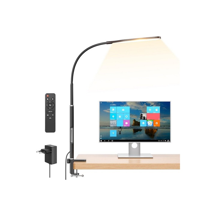 Lampa neagra cu LED prindere cu brat pivotant, 4 culorisi telecomanda, Anyts