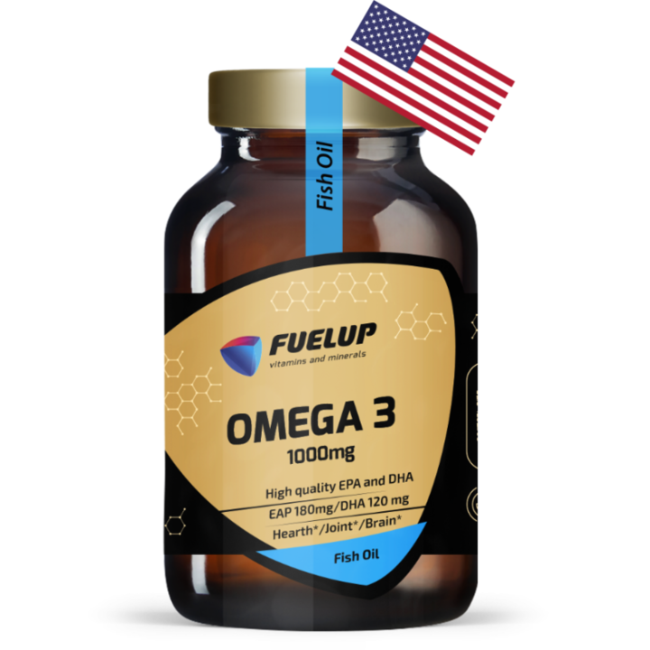 Supliment alimentar Omega 3, Fuel Up, 1000 mg, 180 capsule moi, EPA 180 mg/DHA 120 mg, pentru sanatatea inimii si articulatiilor